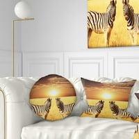 Dizajn par zebre u polju na Sunset - Afrički jastuk za bacanje - 12x20