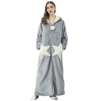 Pidžama Set za žene Rasprodaja Ženski ogrtač od koraljnog flisa s kapuljačom džepni ogrtač pidžama za spavanje