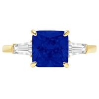 3K izrezan plavi safirni prsten od žutog zlata od 18k S kamenom za godišnjicu zaruka, veličina 5
