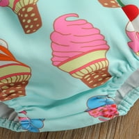 Ljetni setovi odjeće za djevojčice od&do&, vrhovi s krilnim rukavima, kratke hlače s tregerima s printom sladoleda