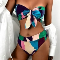 Ženski kupaći kostim-bikini s printom u boji s gaćicama, kupaći kostimi bez leđa