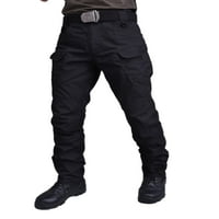 Muške hlače srednjeg struka, hlače s elastičnim pojasom, pripijene teretne hlače za trčanje, crne, donje rublje