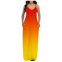 Ženske haljine ženska gradijentna Maksi haljina Bez rukava s izrezom u obliku slova u, ležerna haljina za plažu