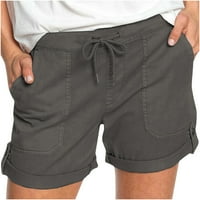 Ženske široke džepne kratke hlače na rasprodaji ljetne jednobojne hlače srednjeg rasta Ležerne udobne modne hlače
