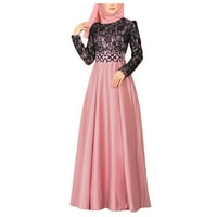 Ležerna haljina za žene Kaftan haljina Arapski Jilbab Abaia Maksi haljina s čipkastim šavom