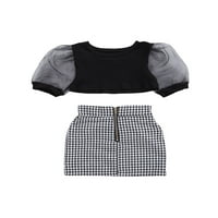 Tregren Little Toddler Djevojčica majice kratkih rukava TOPIS A-Line Pleaded Sukrt proljetna ljetna odjeća set
