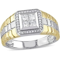 Carat T.W. Princeza i okrugli dijamantni dvobojni muški prsten od dvobova od 10KT