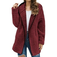 Fattazi Zimski kaputi za ženske umjetne vune plus veličine solidne boje džempera majica s kapuljačom pulover toplo