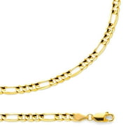 Krupna ogrlica od žutog zlata od 14 karata, lanac Figaro s konkavnom vezom + muški stil;