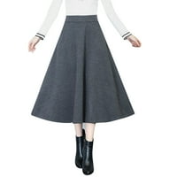 Ženske zimske Vintage suknje visokog elastičnog struka A kroja plisirana vunena midi suknja ženska suknja