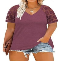 Košulja od tunike Plus size, majica za žene, bluze s kratkim čipkastim rukavima, vrhovi