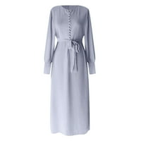 Wendunide Ljetne haljine za žene, ženska ležerna solidna haljina Lantern Slušač Abaya arapska kaftanska haljina