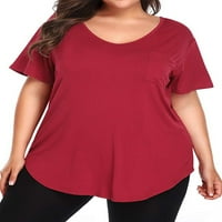 Topovi Plus Size za žene, ležerna široka majica s džepovima na prsima, ljetna osnovna bluza, jednobojna tunika
