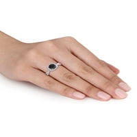 Zaručnički prsten od bijelog zlata od 14 karata s crno-bijelim dijamantom od 1 karata