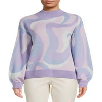Ženski pulover s imitacijom vrata i rukavima s balonom u A-listi, džemper s imitacijom vrata