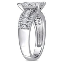 Četverokutni zaručnički prsten od bijelog zlata s dijamantom od 10 karata