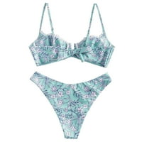 Ženski kupaći kostimi s cvjetnim printom s visokim izrezom u obliku donjeg dijela, dva bikini kupaća kostima,