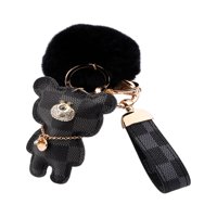 Ženski privjesak za ključeve, novčanik, privjesak za ključeve, torbica, privjesci za medvjede, mali svečani crni