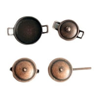Mini posuđe za dnevni boravak Microlandshaft 1: ukrasi za ukrašavanje metalnih lonaca i tava u mjerilu kućice
