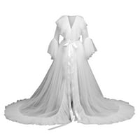 Zuwimk plus donje rublje veličine, ženska chemise čipkasta ručka haljina za spavanje bijela, jedna veličina
