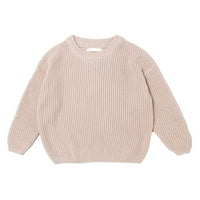 Baywell za bebe djevojčice džemper dojenčad pleteni pulover gornji top topli čvrsta odjeća s dugim rukavima bež
