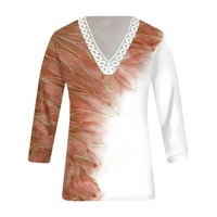 Ženska bluza s rukavima 3/4 majice s rukavima s izrezom u obliku košulje u obliku košulje, ležerna elegantna bluza,