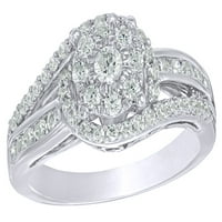 Zaručnički prsten od bijelog prirodnog dijamanta s vrtložnim okvirom od ružičastog zlata od 10 karata