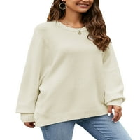 Ženski ležerni džemper s dugim rukavima dugih rukava, jednobojni pleteni vrhovi širokog kroja
