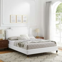 Baršunasti bračni krevet u bijeloj boji