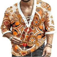 Topovi s izrezom u obliku slova B, Muška etnička Majica, havajska bluza na vezanje, svečane ljetne majice s vezicama,