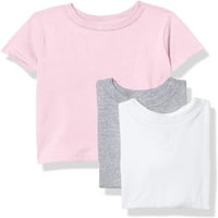 Majice za malu djecu i malu djecu s kratkim rukavima od pamuka Majica s okruglim vratom od dresa bijela i
