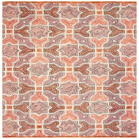 Geometrijski cvjetni tepih od vune, 9' 12 ' ružičasta narančasta