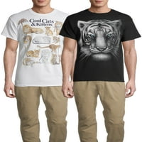 Humor cool mačke i mačići i bijeli tigar muški i grafička majica s velikim muškim muškom