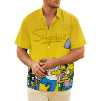 Havajska košulja za muškarce i dječake s printom Simpsonovi, ležerna havajska košulja kratkih rukava s gumbima,