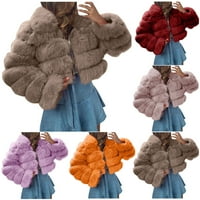 Ženski zimski kaput od flisa s dugim rukavima, lagana jesenska ošišana jakna, rasprodaja, kaki od 3 inča