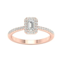 Zaručnički prsten od smaragda i dijamanta od 10 karata od ružičastog zlata