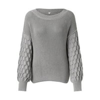 Džemperi za žene, pulover za žene s okruglim vratom s niskim ramenima, gornji dio dugih rukava, jednobojni modni