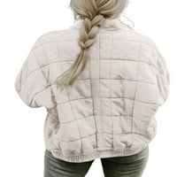 Ženske zimske lagane prošivene jakne s uspravnim ovratnikom jednobojne jakne s patentnim zatvaračem dugih rukava