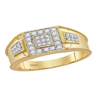 Muški prsten od žutog zlata od 14 karata s okruglim dijamantom i četvrtastim grozdom u obliku slova U.