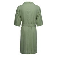 Žene s kratkim rukavima dugačka odjeća za kućnu odjeću Čvrsta boja lanena pidžama za noćna odjeća noćna odjeća