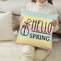 U Farmhouse Jastuk pokriva pozdrav proljetni cvjetni sivi i bijeli jastuk proljetni ukrasi za kauč na sofi