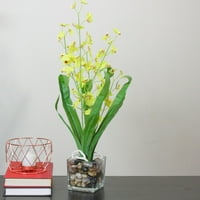 23,5 Umjetna žuta svilena cvjetna biljka orhideje plesne dame u svilenom loncu