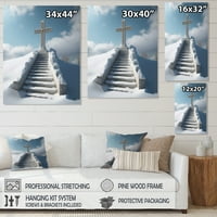 Dizajnersko stubište u nebo zimi - zidna umjetnost na platnu