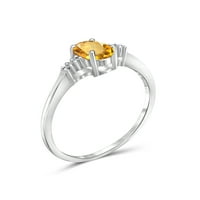 Prsten od citrina nakit od rodnog kamena - prsten od citrina od 0 karata s bijelim dijamantnim naglaskom - prstenovi