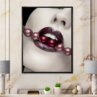 Dizajnerska umjetnost biseri u ustima s usnama u obliku srca Moderni uokvireni zidni otisak na platnu