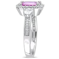 Vjenčani prsten s ružičastim i bijelim сапфиром T. G. W. u karatima i dragulj T. W. u karatima od bijelog zlata