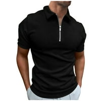 Muške košulje muški ljetni rukavi kratki rukav vitki modni prozračni muški golf košulja crna m