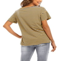 Ženska majica s kratkim rukavima, majica s prugama, ljetni vrhovi, radna modna bluza od tunike, majica kratkih