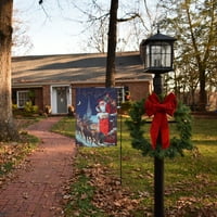 Božićna zastava od poliestera, otporna na vremenske uvjete, svijetle boje, štap za slatkiše Djeda Mraza,